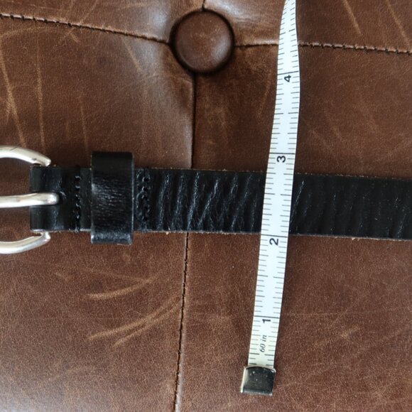 Linea Pelle belt black leather and silver buckle, studs, grommets size S Y2K main image 15